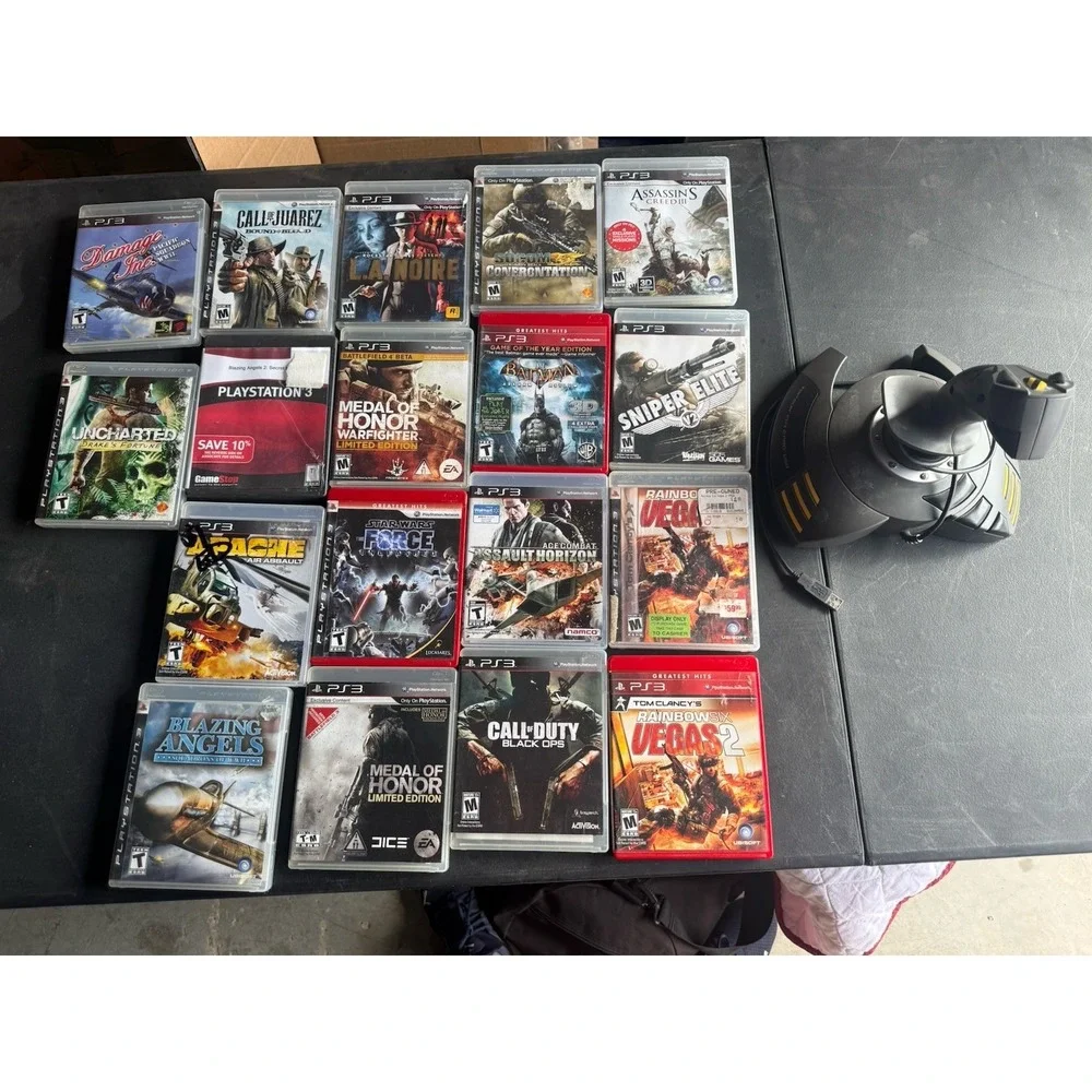 Thrustmaster‎ Top Gun Joystick + PS3 Game Lot COD Batman AC3 L.A. Noire